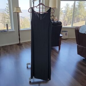 Ann Taylor Black Sheath Maxi Dress V-Neck Sleeveless